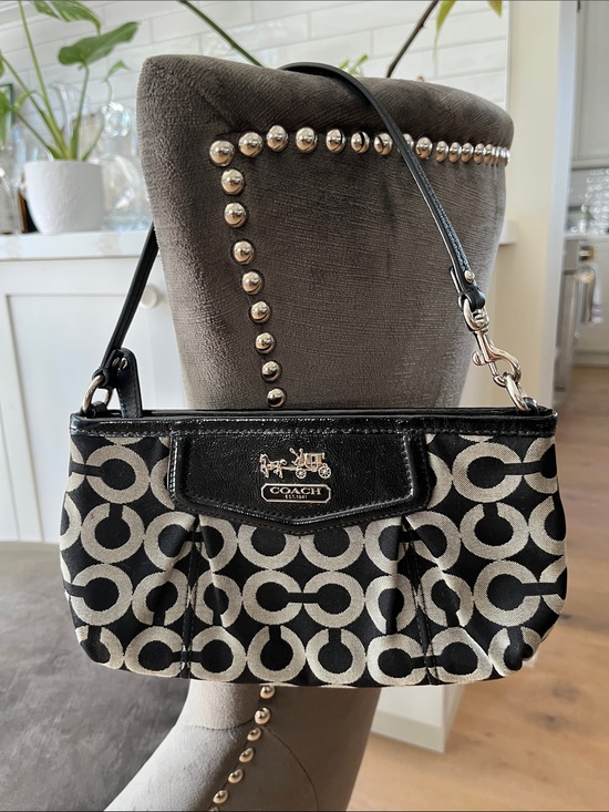 Coach Handbags - Coach Black Patent leather and Grey Signature Mini Bag (RR)